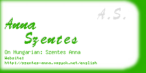 anna szentes business card